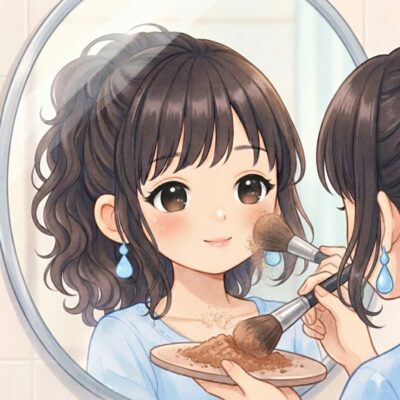 化粧に使った道具を、丁寧に扱う葵。