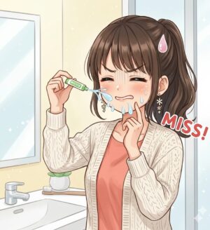 キャップをパキッと折る時に、はずみで液が少し漏れてしまうことがあるので、コツが必要