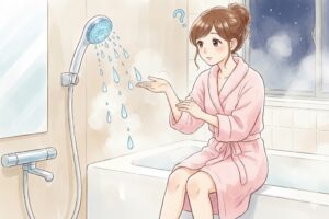 浄水シャワーがぽたぽた垂れる様子