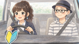 静に助手席に乗ってもらい、指導を受けながら車の運転の練習を開始する葵。