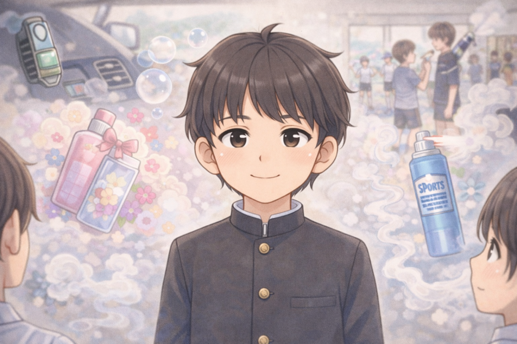 学生時代、様々な香料に囲まれながらも、それが日常になっていて平然としている静。