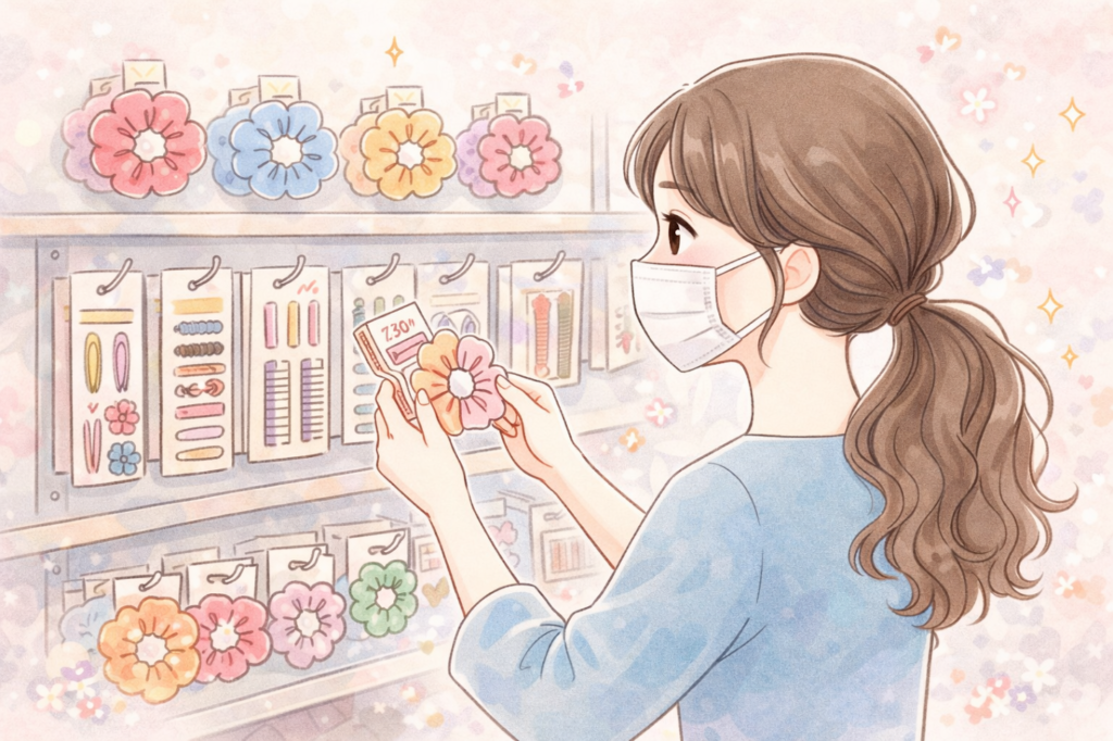 ロングヘアになった葵は、ヘアアレンジの為、髪飾りを楽しそうに選んでいる。