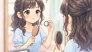 今までヘアアレンジをしてこなかった葵が、頭をかしげながらヘアアレンジに挑戦している。