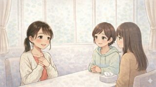 葵が、自分が化学物質過敏症である事を、友人二人にカミングアウトしている。