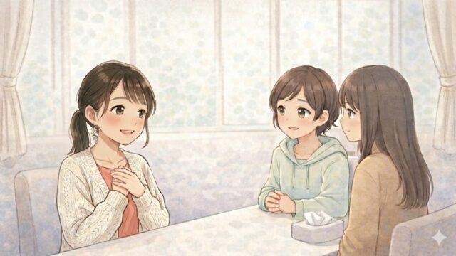 葵が、自分が化学物質過敏症である事を、友人二人にカミングアウトしている。