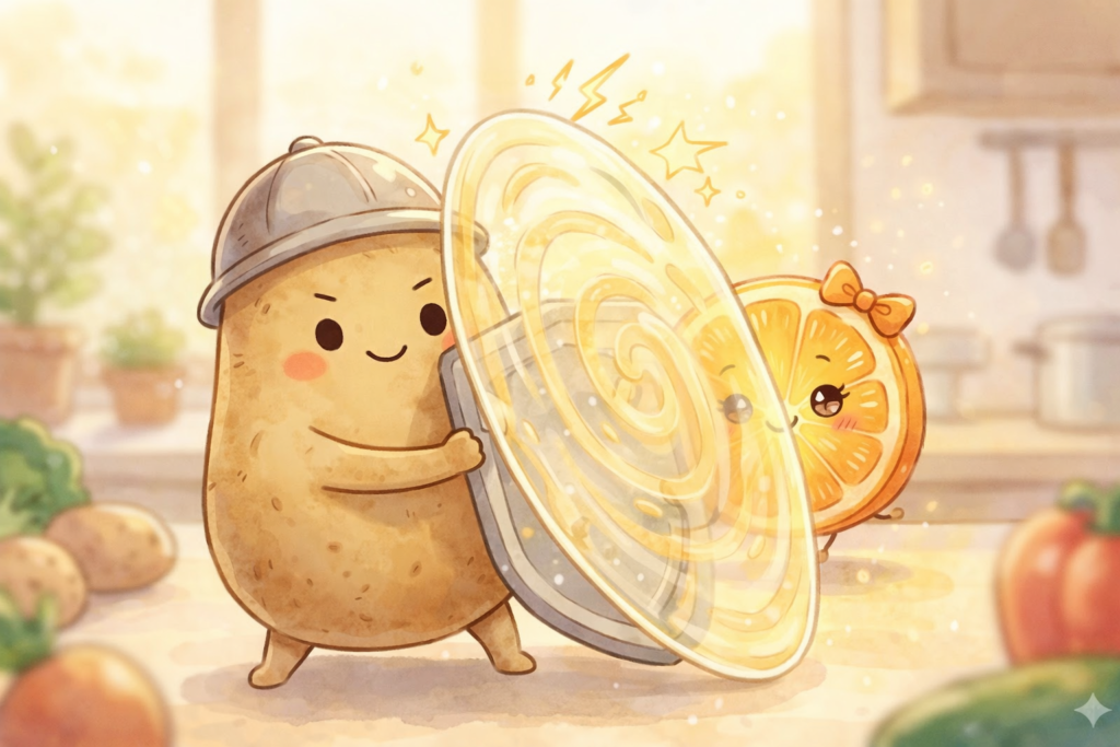 いものデンプンがビタミンCを守っている