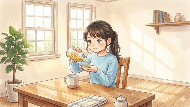 愛用中のビタミンCのサプリを朝晩飲む葵