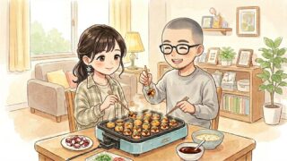 外食を控え、安心できる食材で調理している葵と静。