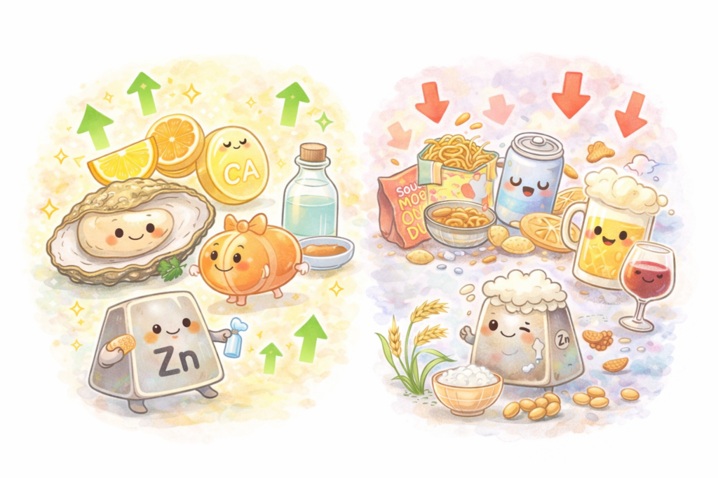 亜鉛を無駄なく摂取するための、良い組み合わせと、悪い組み合わせ