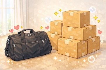 断捨離によって手荷物が少なくなり、いつでも引っ越しできるくらいの量に荷物をまとめられるようになった。