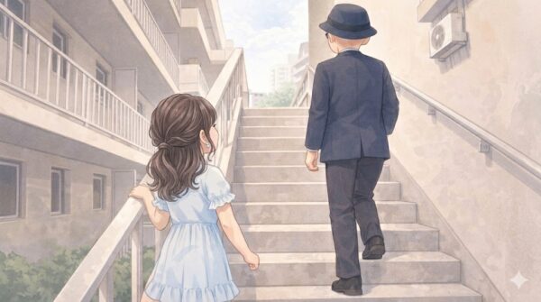 運動不足解消のため、二人で積極的に階段をのぼっている葵と静。