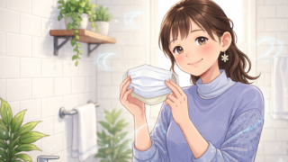 不織布マスクの内側にシルク100のインナーマスクを重ねる葵