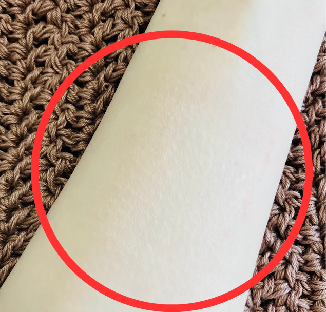 UVプレストパウダーをなじませた