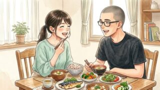 葵と静が楽しそうに食事をする