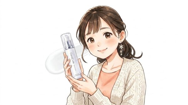 セラキュア　クリアVCセラムを大事そうに持つ葵