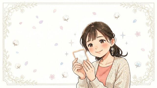 真っ白だけど、安心なコットンを大切に持つ葵。