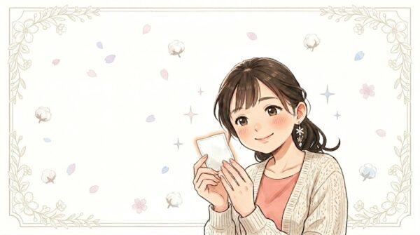 真っ白だけど、安心なコットンを大切に持つ葵。