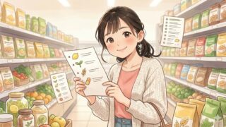 食べても大丈夫な添加物だけを選んで、買い物をしている葵。