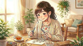 イヤリングのパーツ交換に挑戦している葵