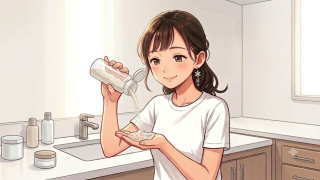 ねんどの粉とシャンプーを混ぜる葵