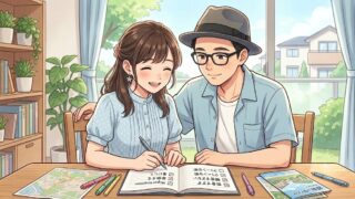 苦手なものをしっかり避けるため、次の移住先の条件を書きだす葵と静。