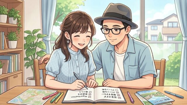 苦手なものをしっかり避けるため、次の移住先の条件を書きだす葵と静。